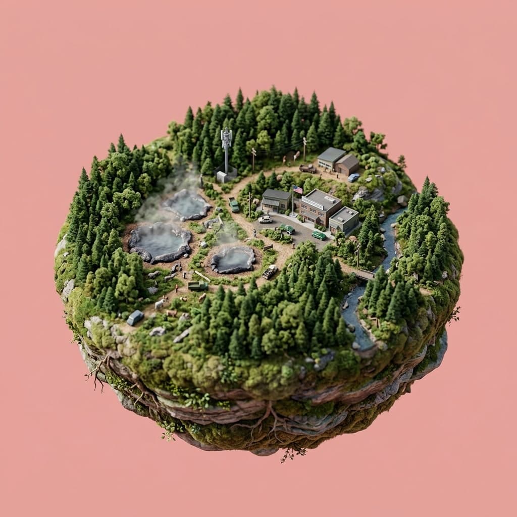 Illustrated diorama representing Arkansas