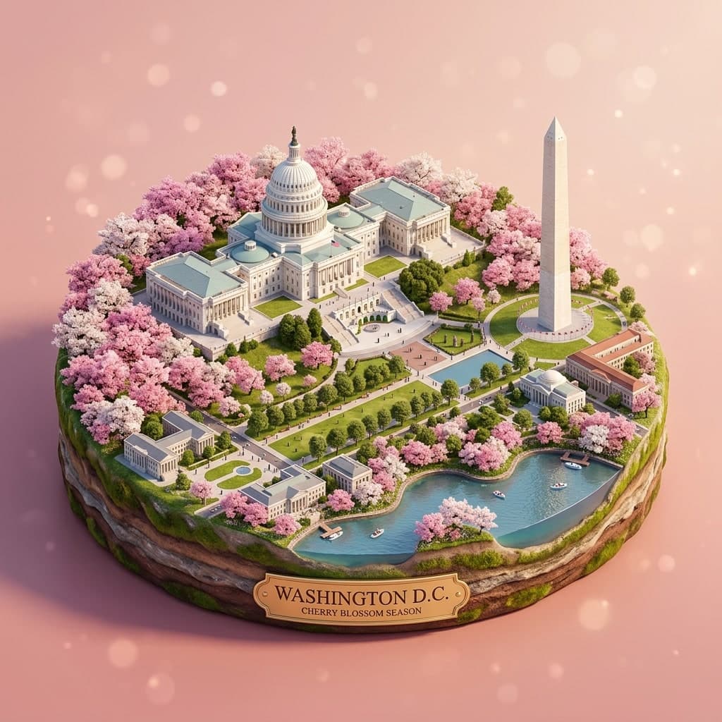 Illustrated diorama representing District of Columbia