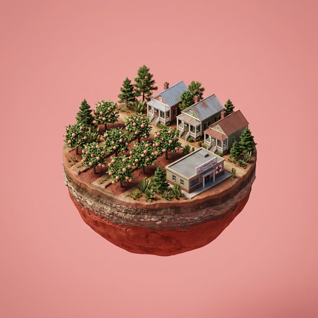 Illustrated diorama representing Georgia