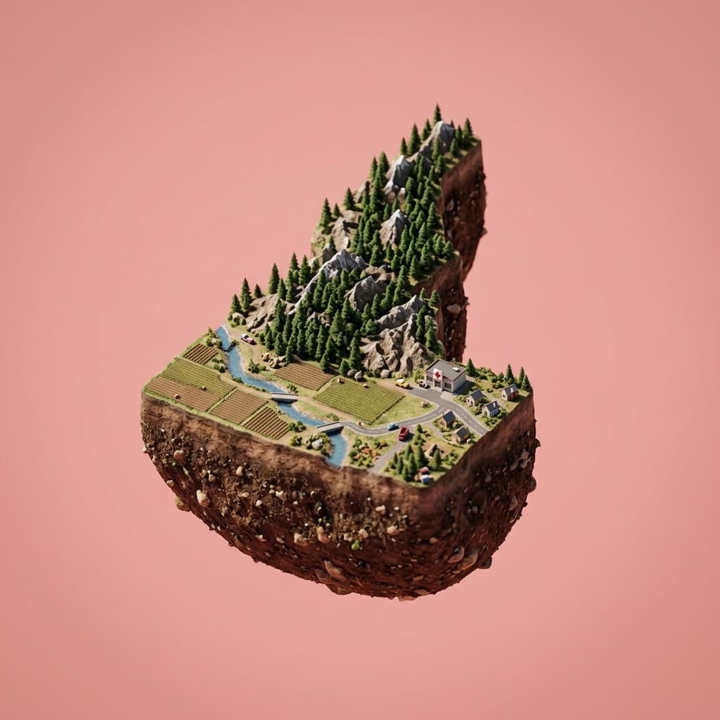 Illustrated diorama representing Idaho