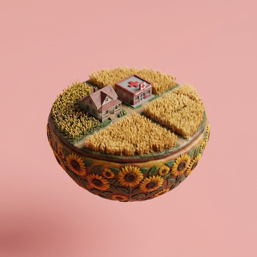 Illustrated diorama representing Kansas