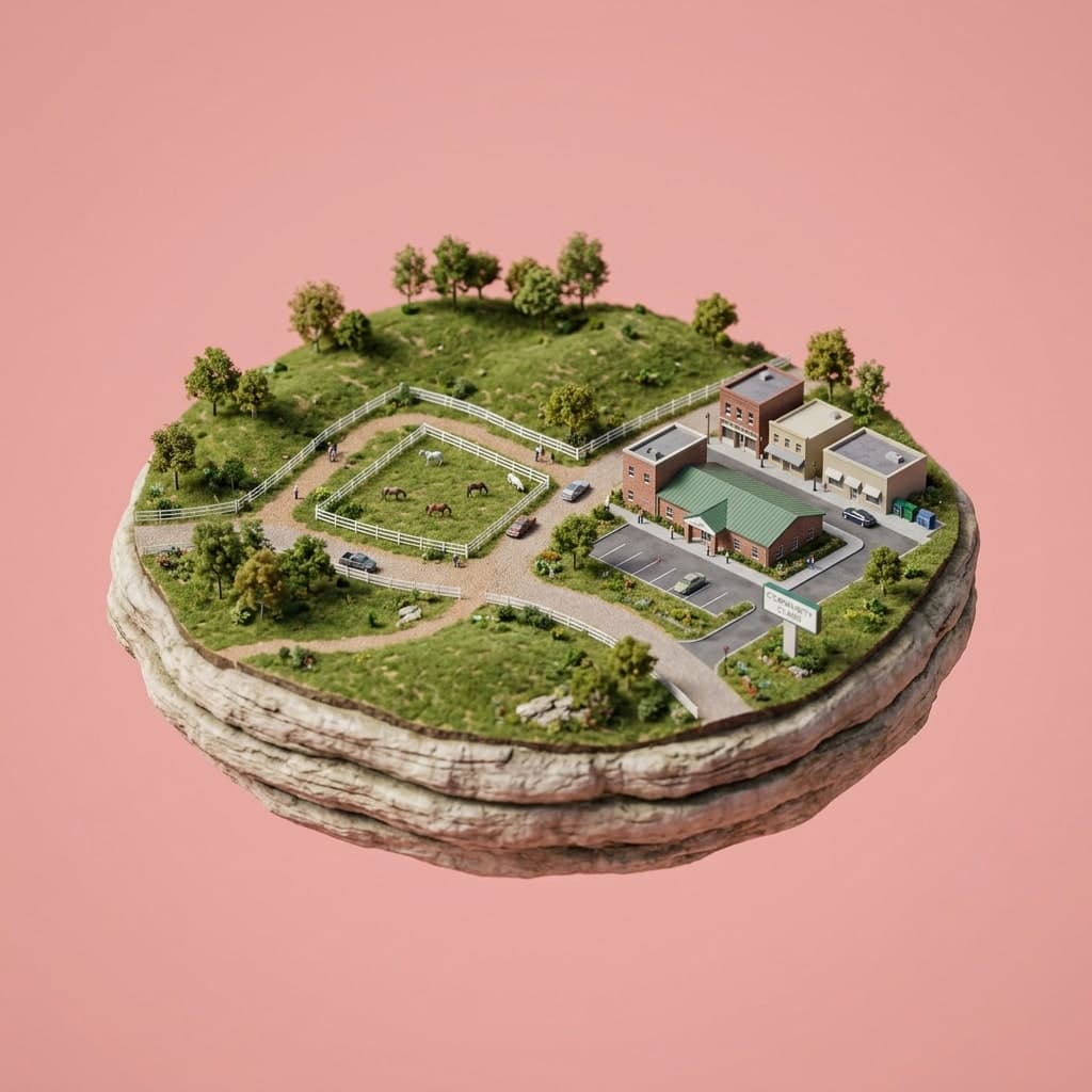 Illustrated diorama representing Kentucky