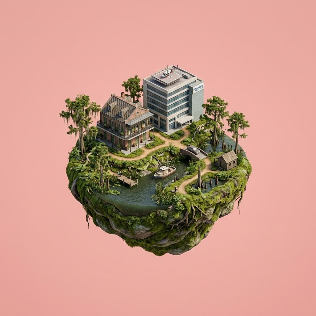 Illustrated diorama representing Louisiana