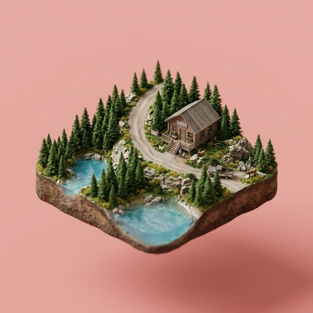 Illustrated diorama representing Montana