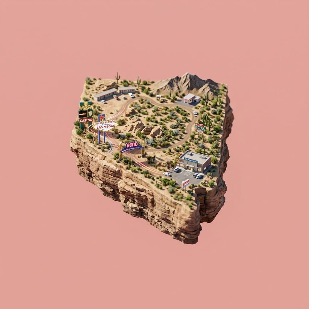 Illustrated diorama representing Nevada