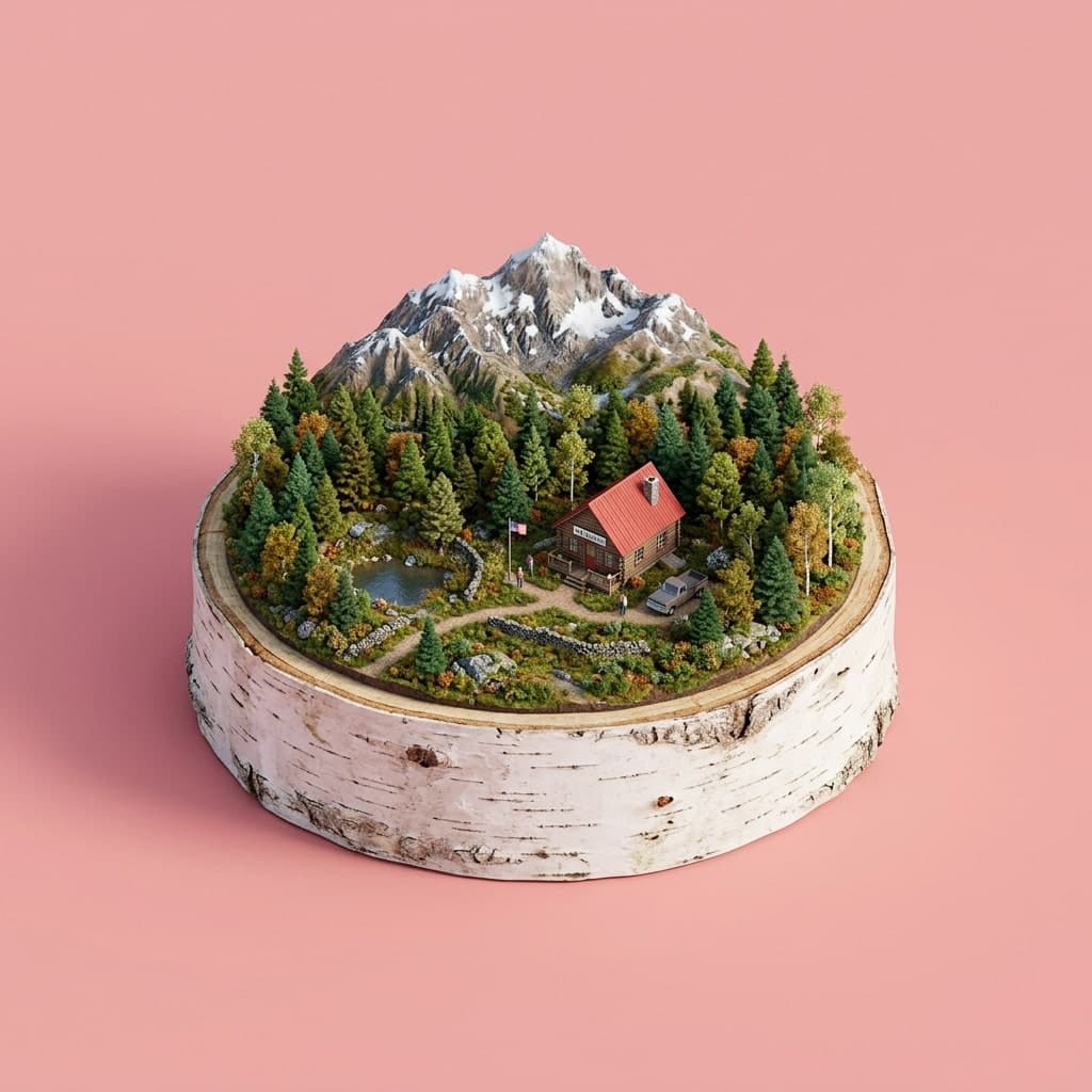 Illustrated diorama representing New Hampshire