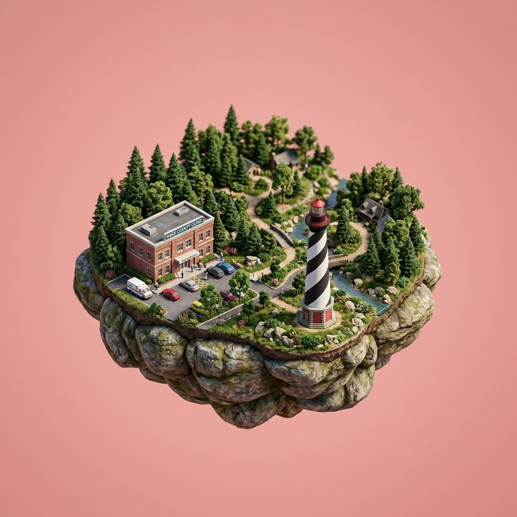 Illustrated diorama representing North Carolina