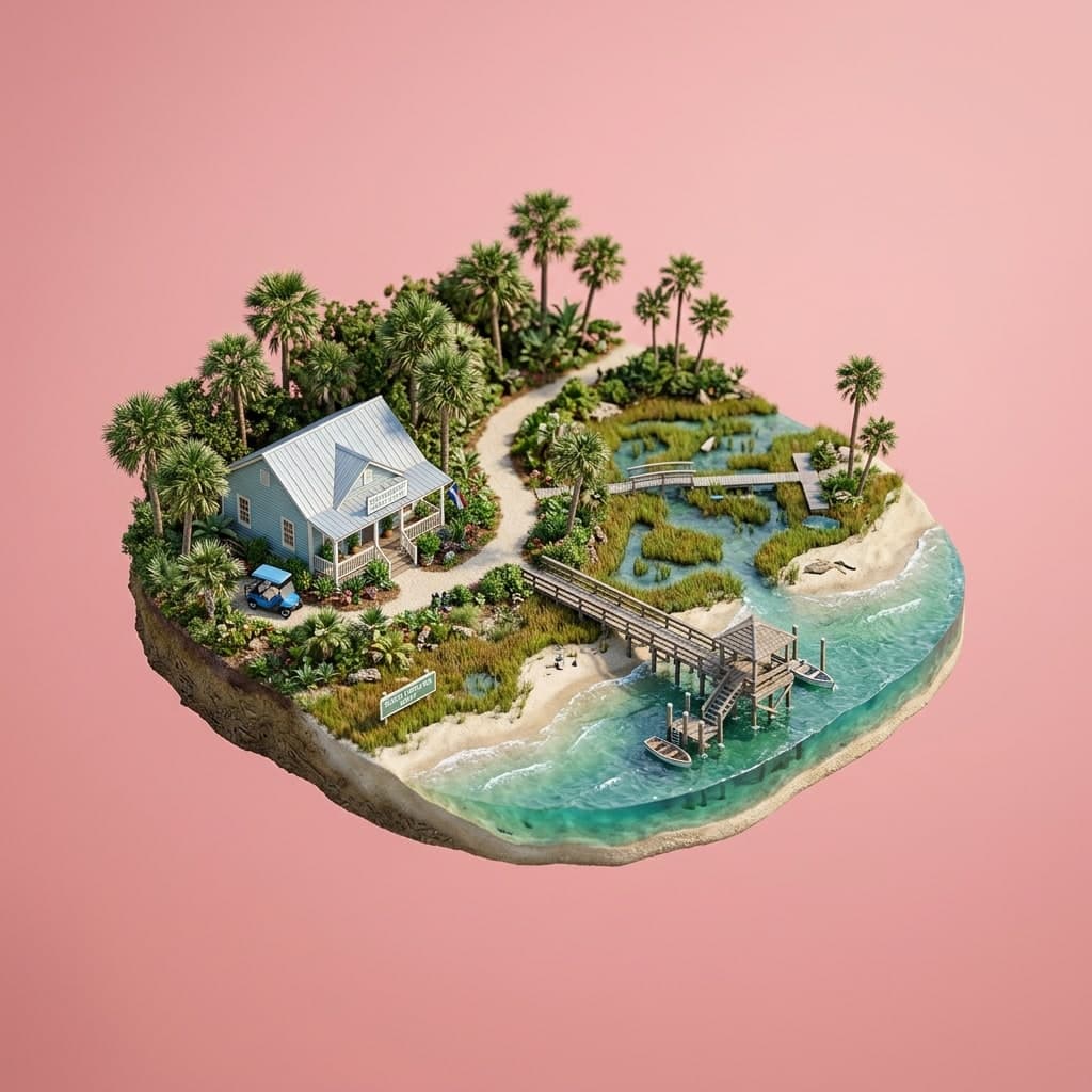 Illustrated diorama representing South Carolina